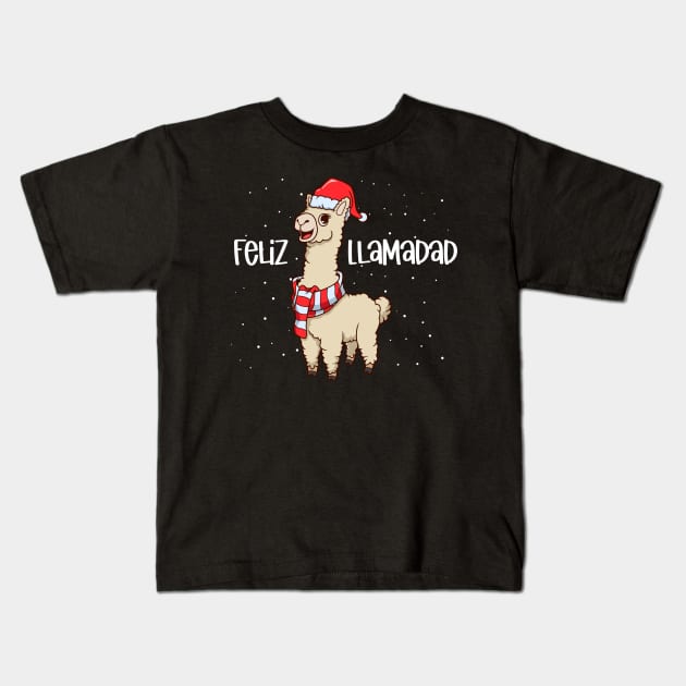 Christmas llama - Feliz Llamadad Kids T-Shirt by Modern Medieval Design